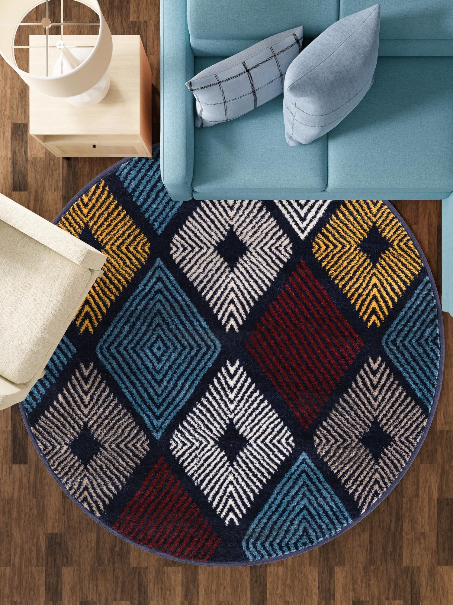 Multicolor 3' 1 x 3' 1 Laguna Round Area Rug 100% Polypropylene Modern Contemporary Carpet for Bedrooms, Living Room, Dining, Office for Sale at Rug Engine