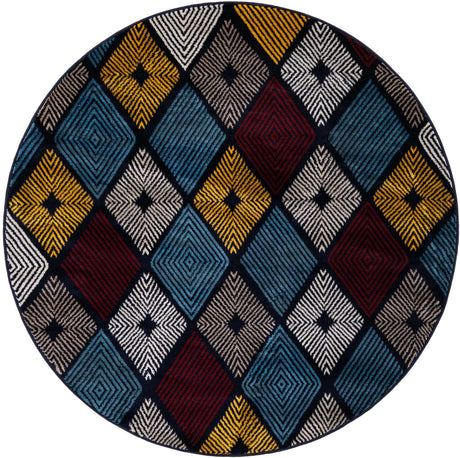 Multicolor 5' 3 x 5' 3 Laguna Round Area Rug 100% Polypropylene Modern Contemporary Carpet for Bedrooms, Living Room, Dining, Office for Sale at Rug Engine