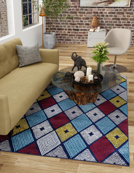 Multicolor 7' 10 x 10' Laguna Rectangle Area Rug 100% Polypropylene Modern Contemporary Carpet for Bedrooms, Living Room, Dining, Office for Sale at Rug Engine
