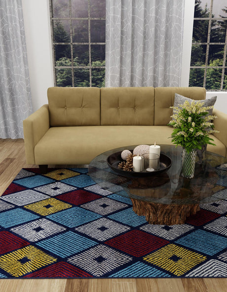 Multicolor 7' 1 x 10' Laguna Rectangle Area Rug 100% Polypropylene Modern Contemporary Carpet for Bedrooms, Living Room, Dining, Office for Sale at Rug Engine