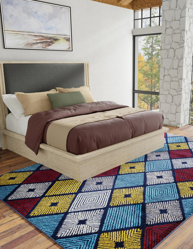 Multicolor 7' 1 x 10' Laguna Rectangle Area Rug 100% Polypropylene Modern Contemporary Carpet for Bedrooms, Living Room, Dining, Office for Sale at Rug Engine