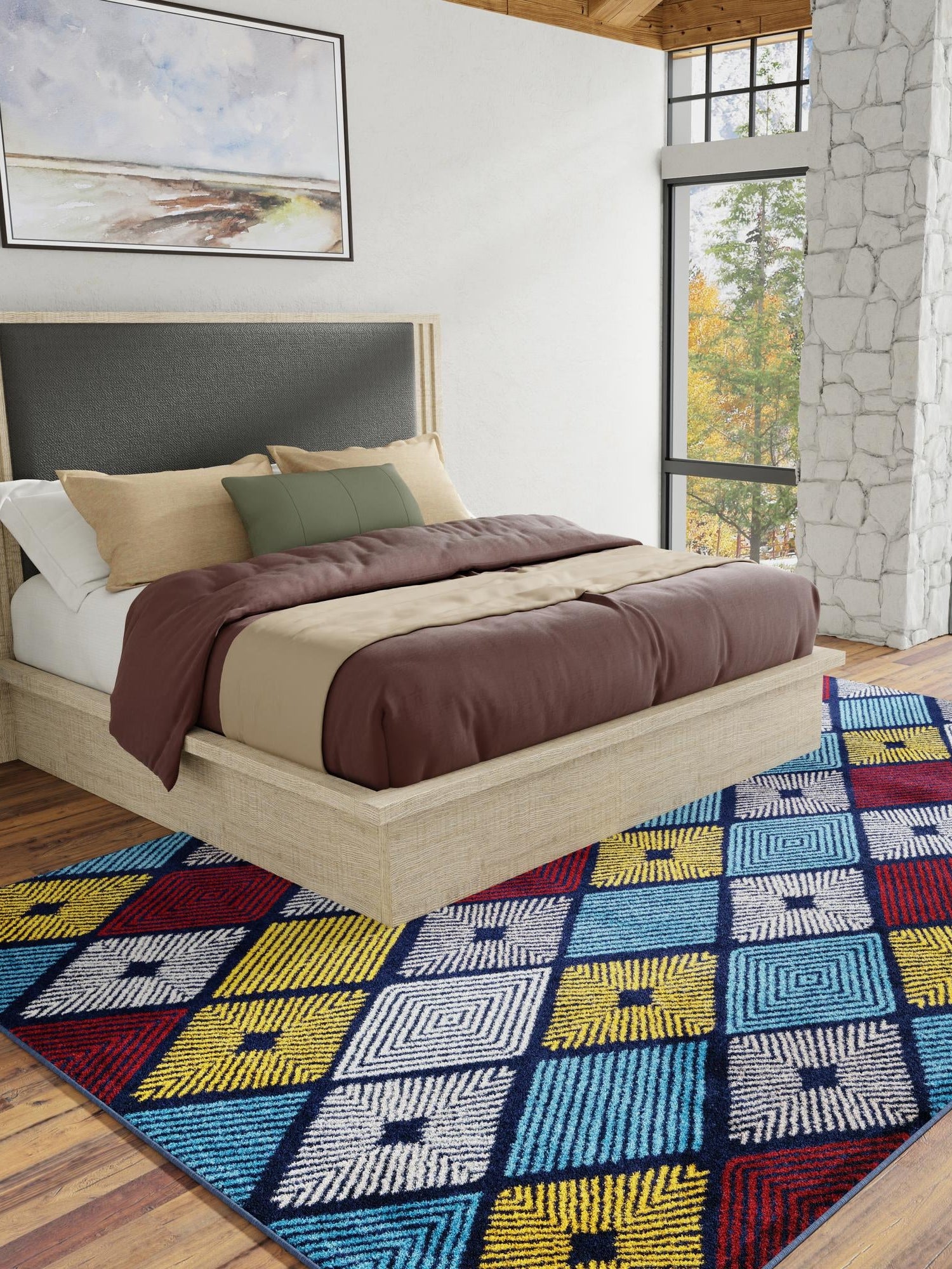 Multicolor 6' 1 x 9' Laguna Rectangle Area Rug 100% Polypropylene Modern Contemporary Carpet for Bedrooms, Living Room, Dining, Office for Sale at Rug Engine