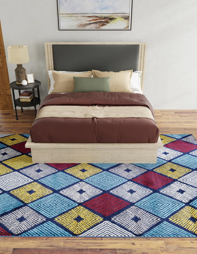 Multicolor 7' 1 x 10' Laguna Rectangle Area Rug 100% Polypropylene Modern Contemporary Carpet for Bedrooms, Living Room, Dining, Office for Sale at Rug Engine