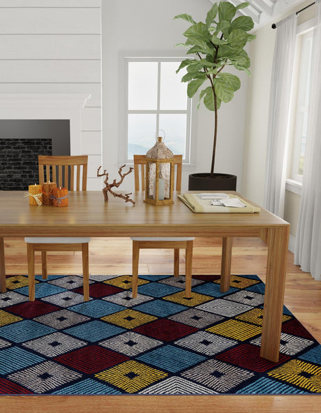 Multicolor 7' 1 x 10' Laguna Rectangle Area Rug 100% Polypropylene Modern Contemporary Carpet for Bedrooms, Living Room, Dining, Office for Sale at Rug Engine