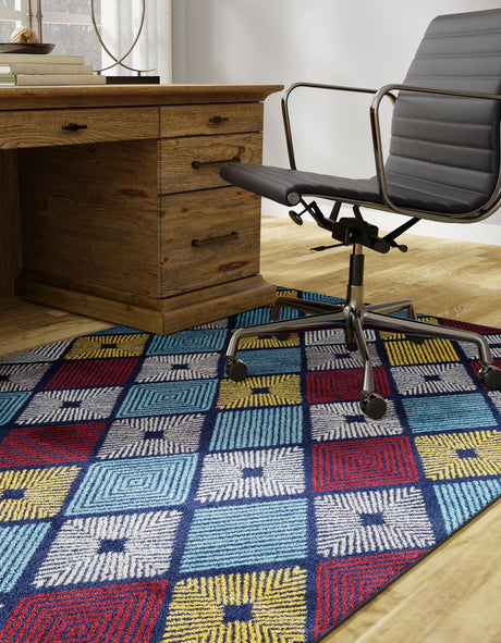 Multicolor 7' 1 x 10' Laguna Rectangle Area Rug 100% Polypropylene Modern Contemporary Carpet for Bedrooms, Living Room, Dining, Office for Sale at Rug Engine
