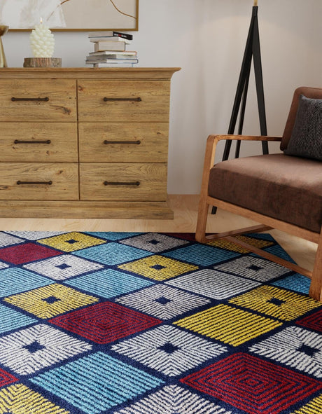 Multicolor 7' 1 x 10' Laguna Rectangle Area Rug 100% Polypropylene Modern Contemporary Carpet for Bedrooms, Living Room, Dining, Office for Sale at Rug Engine