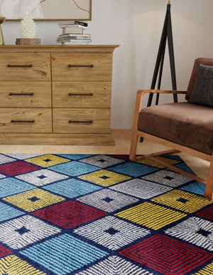 Multicolor 4' 1 x 6' 1 Laguna Rectangle Area Rug 100% Polypropylene Modern Contemporary Carpet for Bedrooms, Living Room, Dining, Office for Sale at Rug Engine