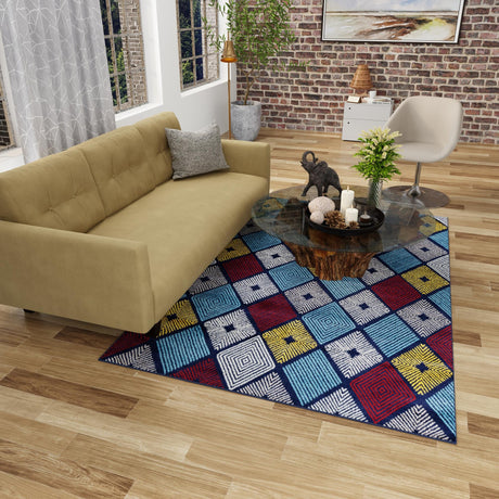 Multicolor 3' 1 x 5' 3 Laguna Rectangle Area Rug 100% Polypropylene Modern Contemporary Carpet for Bedrooms, Living Room, Dining, Office for Sale at Rug Engine