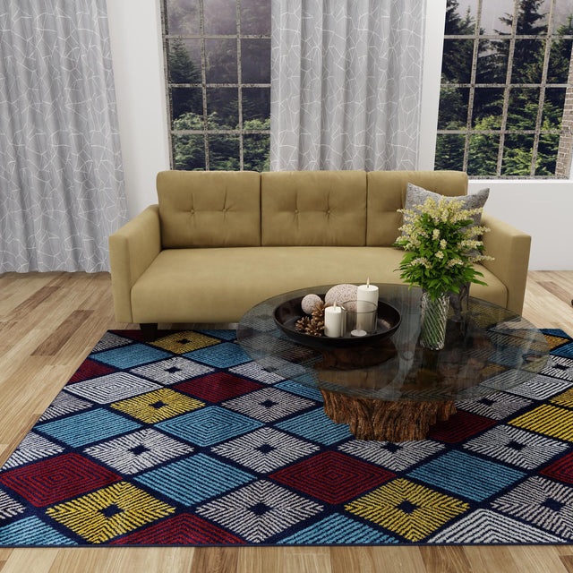 Multicolor 3' 1 x 5' 3 Laguna Rectangle Area Rug 100% Polypropylene Modern Contemporary Carpet for Bedrooms, Living Room, Dining, Office for Sale at Rug Engine