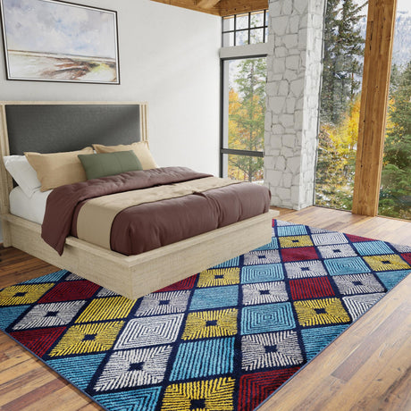 Multicolor 3' 1 x 5' 3 Laguna Rectangle Area Rug 100% Polypropylene Modern Contemporary Carpet for Bedrooms, Living Room, Dining, Office for Sale at Rug Engine