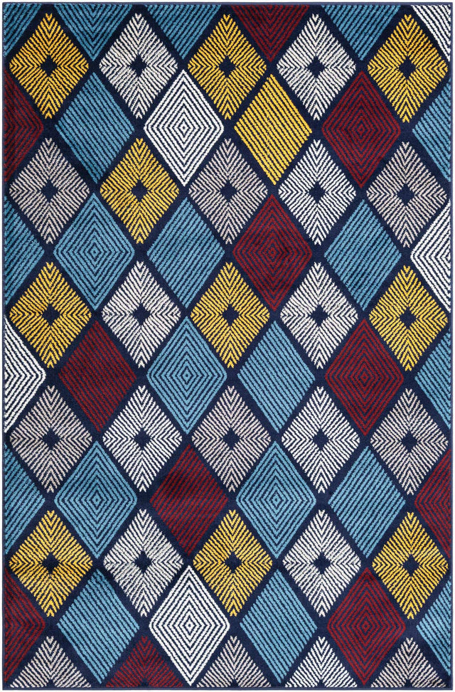 Multicolor 5' 3 x 8' Laguna Rectangle Area Rug 100% Polypropylene Modern Contemporary Carpet for Bedrooms, Living Room, Dining, Office for Sale at Rug Engine