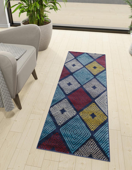 Multicolor 2' 7 x 10' Laguna Runner Area Rug 100% Polypropylene Modern Contemporary Carpet for Bedrooms, Living Room, Dining, Office for Sale at Rug Engine