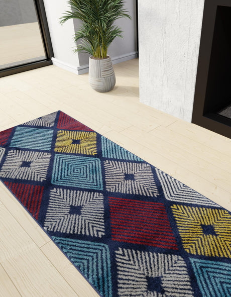 Multicolor 2' 7 x 10' Laguna Runner Area Rug 100% Polypropylene Modern Contemporary Carpet for Bedrooms, Living Room, Dining, Office for Sale at Rug Engine