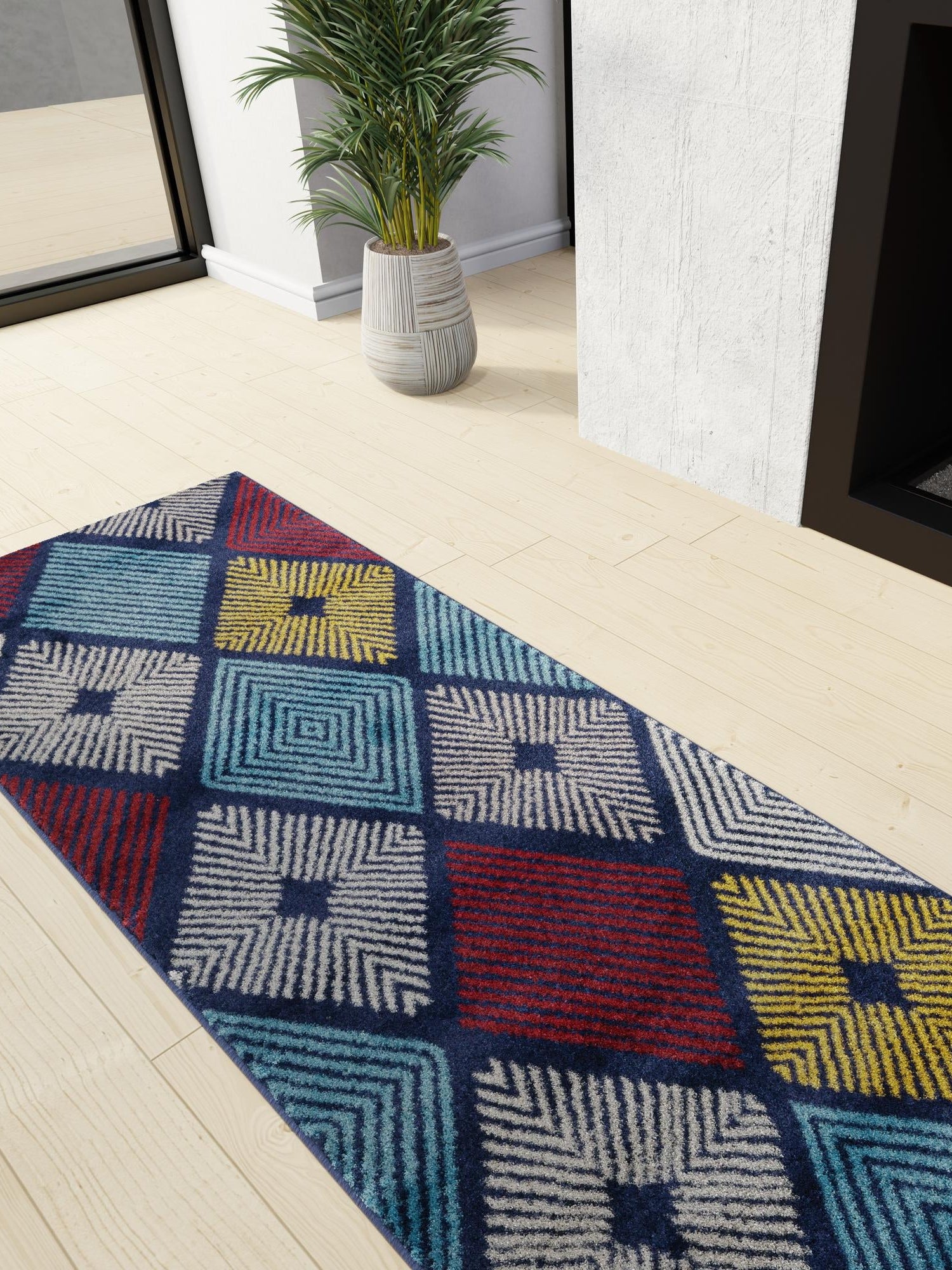 Multicolor 2' 7 x 8' Laguna Runner Area Rug 100% Polypropylene Modern Contemporary Carpet for Bedrooms, Living Room, Dining, Office for Sale at Rug Engine
