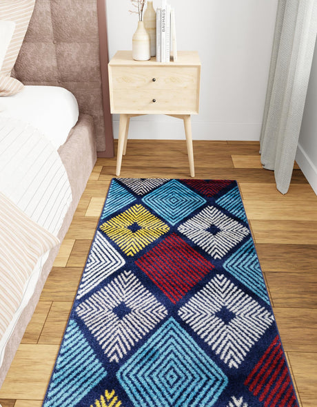 Multicolor 2' 7 x 8' Laguna Runner Area Rug 100% Polypropylene Modern Contemporary Carpet for Bedrooms, Living Room, Dining, Office for Sale at Rug Engine