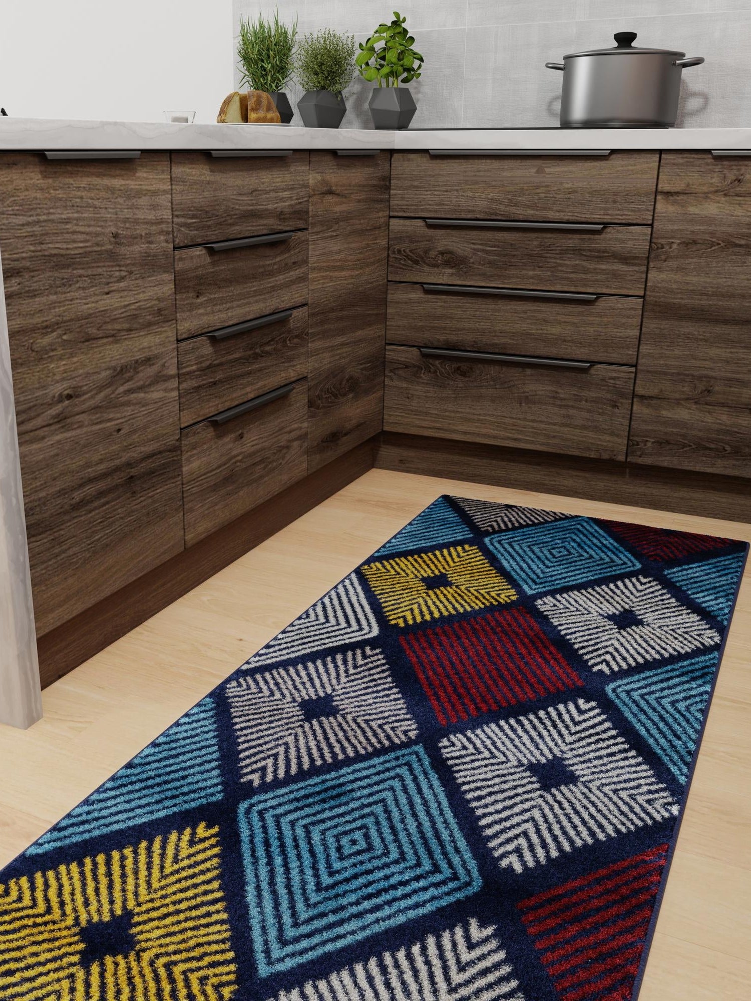 Multicolor 2' 7 x 8' Laguna Runner Area Rug 100% Polypropylene Modern Contemporary Carpet for Bedrooms, Living Room, Dining, Office for Sale at Rug Engine