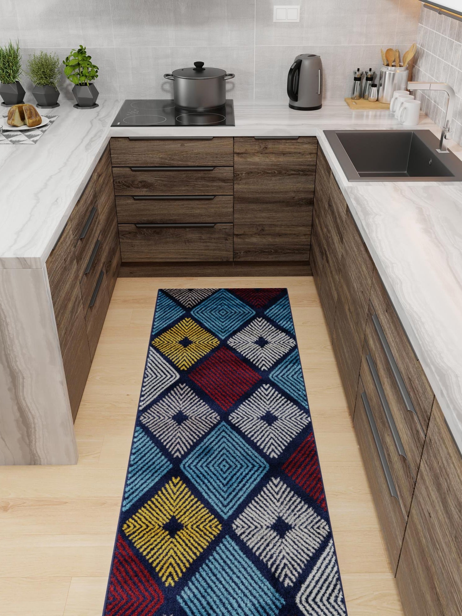 Multicolor 2' 7 x 10' Laguna Runner Area Rug 100% Polypropylene Modern Contemporary Carpet for Bedrooms, Living Room, Dining, Office for Sale at Rug Engine
