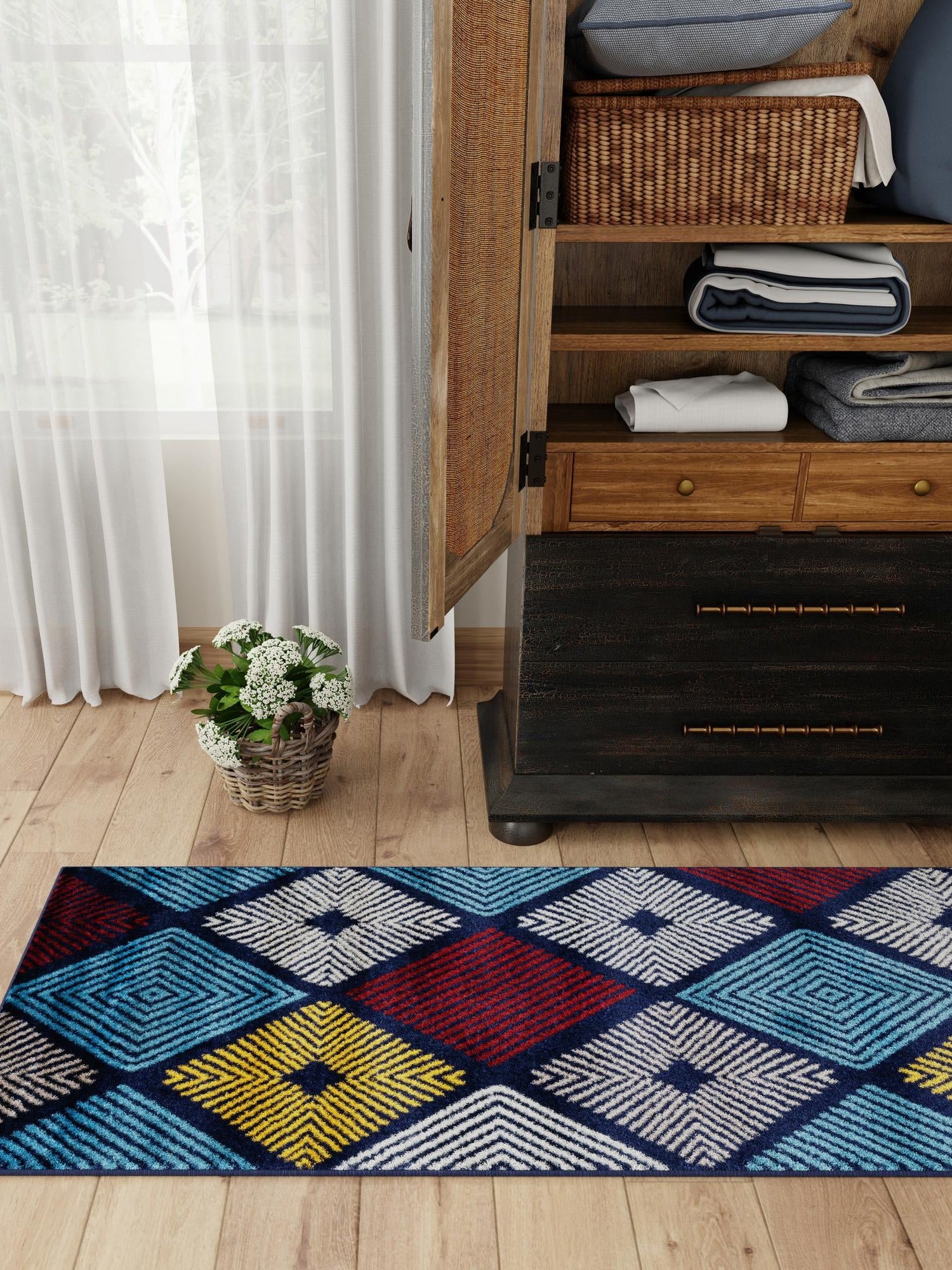 Multicolor 2' 7 x 8' Laguna Runner Area Rug 100% Polypropylene Modern Contemporary Carpet for Bedrooms, Living Room, Dining, Office for Sale at Rug Engine