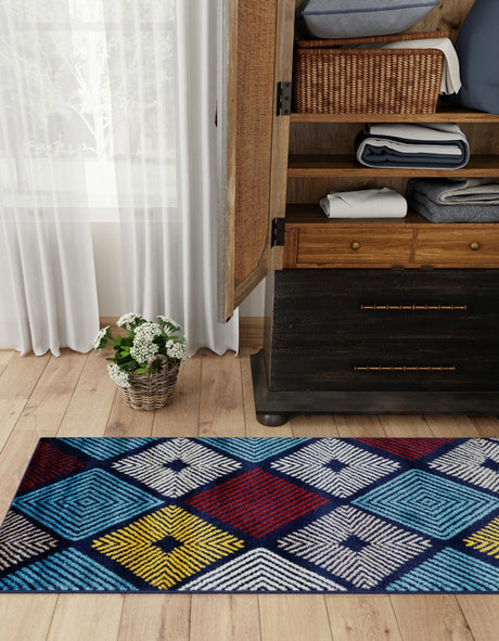 Multicolor 2' 7 x 8' Laguna Runner Area Rug 100% Polypropylene Modern Contemporary Carpet for Bedrooms, Living Room, Dining, Office for Sale at Rug Engine