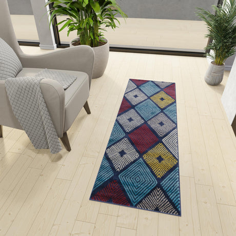 Multicolor 2' x 6' 1 Laguna Runner Area Rug 100% Polypropylene Modern Contemporary Carpet for Bedrooms, Living Room, Dining, Office for Sale at Rug Engine