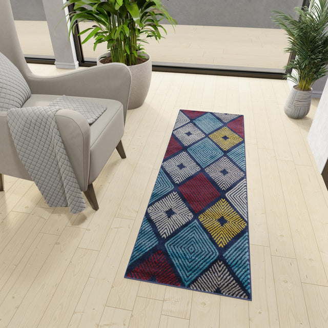 Multicolor 2' x 6' 1 Laguna Runner Area Rug 100% Polypropylene Modern Contemporary Carpet for Bedrooms, Living Room, Dining, Office for Sale at Rug Engine