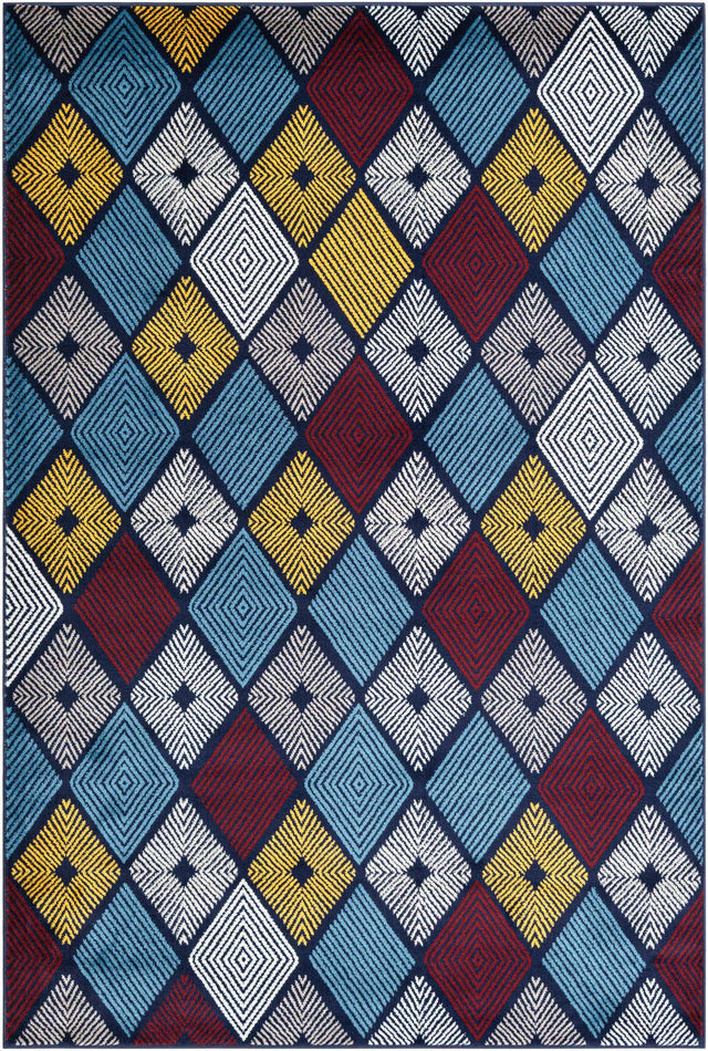 Multicolor 6' 1 x 9' Laguna Rectangle Area Rug 100% Polypropylene Modern Contemporary Carpet for Bedrooms, Living Room, Dining, Office for Sale at Rug Engine