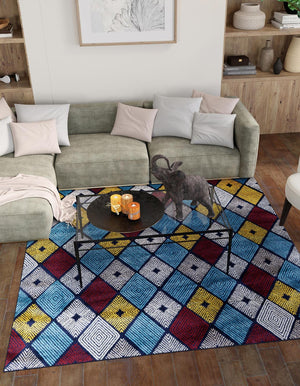 Multicolor 7' 10 x 7' 10 Laguna Square Area Rug 100% Polypropylene Modern Contemporary Carpet for Bedrooms, Living Room, Dining, Office for Sale at Rug Engine