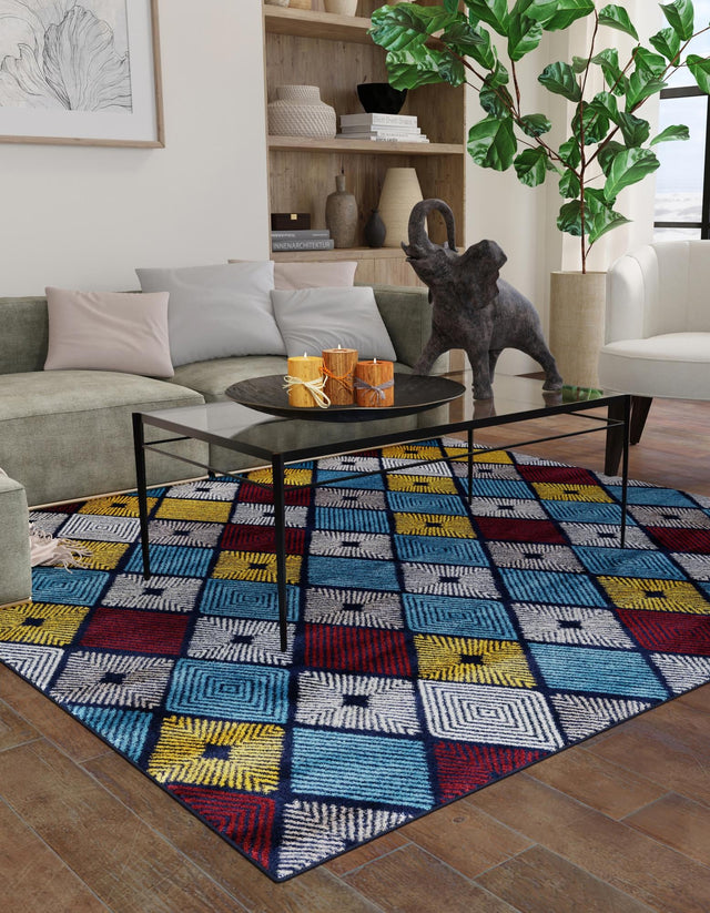 Multicolor 7' 10 x 7' 10 Laguna Square Area Rug 100% Polypropylene Modern Contemporary Carpet for Bedrooms, Living Room, Dining, Office for Sale at Rug Engine