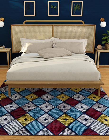 Multicolor 7' 10 x 7' 10 Laguna Square Area Rug 100% Polypropylene Modern Contemporary Carpet for Bedrooms, Living Room, Dining, Office for Sale at Rug Engine