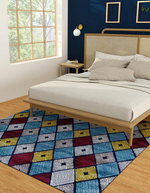 Multicolor 7' 10 x 7' 10 Laguna Square Area Rug 100% Polypropylene Modern Contemporary Carpet for Bedrooms, Living Room, Dining, Office for Sale at Rug Engine