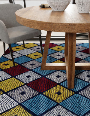 Multicolor 7' 10 x 7' 10 Laguna Square Area Rug 100% Polypropylene Modern Contemporary Carpet for Bedrooms, Living Room, Dining, Office for Sale at Rug Engine