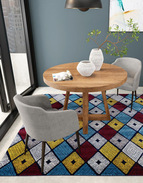 Multicolor 7' 10 x 7' 10 Laguna Square Area Rug 100% Polypropylene Modern Contemporary Carpet for Bedrooms, Living Room, Dining, Office for Sale at Rug Engine