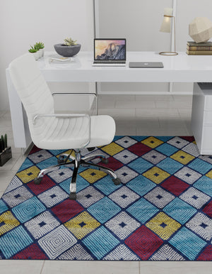 Multicolor 7' 10 x 7' 10 Laguna Square Area Rug 100% Polypropylene Modern Contemporary Carpet for Bedrooms, Living Room, Dining, Office for Sale at Rug Engine