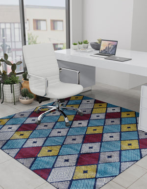 Multicolor 7' 10 x 7' 10 Laguna Square Area Rug 100% Polypropylene Modern Contemporary Carpet for Bedrooms, Living Room, Dining, Office for Sale at Rug Engine