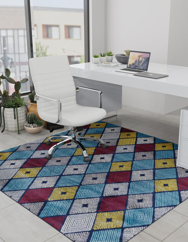 Multicolor 7' 10 x 7' 10 Laguna Square Area Rug 100% Polypropylene Modern Contemporary Carpet for Bedrooms, Living Room, Dining, Office for Sale at Rug Engine