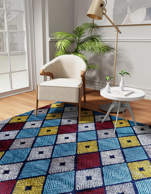 Multicolor 7' 10 x 7' 10 Laguna Square Area Rug 100% Polypropylene Modern Contemporary Carpet for Bedrooms, Living Room, Dining, Office for Sale at Rug Engine