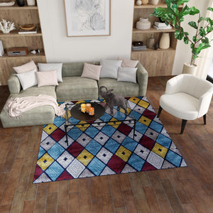 Multicolor 7' 10 x 7' 10 Laguna Square Area Rug 100% Polypropylene Modern Contemporary Carpet for Bedrooms, Living Room, Dining, Office for Sale at Rug Engine