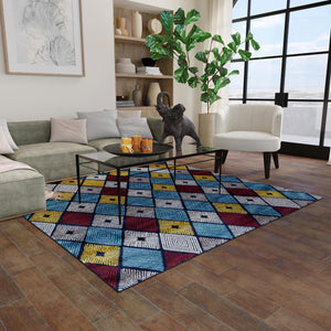 Multicolor 7' 10 x 7' 10 Laguna Square Area Rug 100% Polypropylene Modern Contemporary Carpet for Bedrooms, Living Room, Dining, Office for Sale at Rug Engine