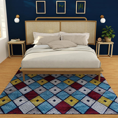 Multicolor 7' 10 x 7' 10 Laguna Square Area Rug 100% Polypropylene Modern Contemporary Carpet for Bedrooms, Living Room, Dining, Office for Sale at Rug Engine
