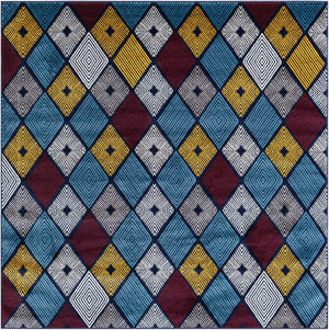 Multicolor 7' 10 x 7' 10 Laguna Square Area Rug 100% Polypropylene Modern Contemporary Carpet for Bedrooms, Living Room, Dining, Office for Sale at Rug Engine