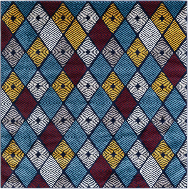 Multicolor 7' 10 x 7' 10 Laguna Square Area Rug 100% Polypropylene Modern Contemporary Carpet for Bedrooms, Living Room, Dining, Office for Sale at Rug Engine