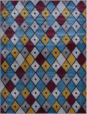 Multicolor 9' x 12' Laguna Rectangle Area Rug 100% Polypropylene Modern Contemporary Carpet for Bedrooms, Living Room, Dining, Office for Sale at Rug Engine
