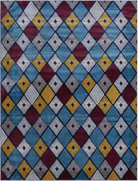 Multicolor 9' x 12' Laguna Rectangle Area Rug 100% Polypropylene Modern Contemporary Carpet for Bedrooms, Living Room, Dining, Office for Sale at Rug Engine