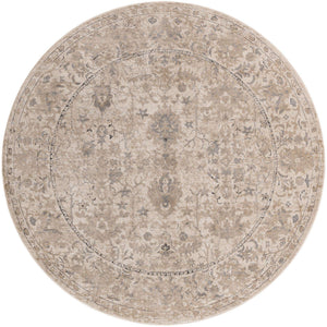 Ivory 10' x 10' Portland Round Area Rug 85% Polypropylene & 15% Polyester Vintage Distressed Traditional Carpet for Home Decor for Sale at Rug Engine