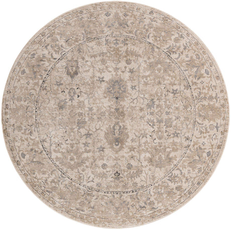 Ivory 10' x 10' Portland Round Area Rug 85% Polypropylene & 15% Polyester Vintage Distressed Traditional Carpet for Home Decor for Sale at Rug Engine
