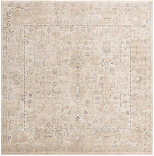 Ivory 10' x 10' Portland Square Area Rug 85% Polypropylene & 15% Polyester Vintage Distressed Traditional Carpet for Home Decor for Sale at Rug Engine