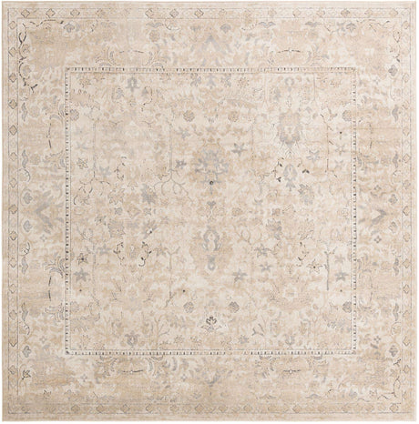 Ivory 10' x 10' Portland Square Area Rug 85% Polypropylene & 15% Polyester Vintage Distressed Traditional Carpet for Home Decor for Sale at Rug Engine