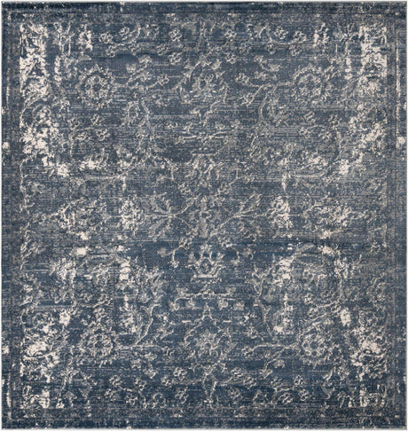 Blue 10' x 10' Portland Square Area Rug 85% Polypropylene & 15% Polyester Vintage Distressed Traditional Carpet for Home Decor for Sale at Rug Engine