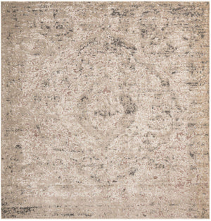 Beige 10' x 10' Portland Square Area Rug 85% Polypropylene & 15% Polyester Vintage Distressed Traditional Carpet for Home Decor for Sale at Rug Engine