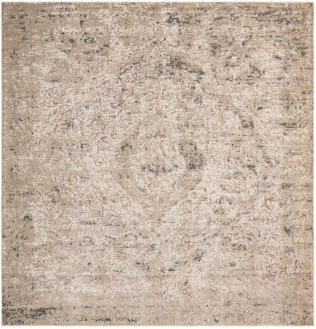 Beige 10' x 10' Portland Square Area Rug 85% Polypropylene & 15% Polyester Vintage Distressed Traditional Carpet for Home Decor for Sale at Rug Engine